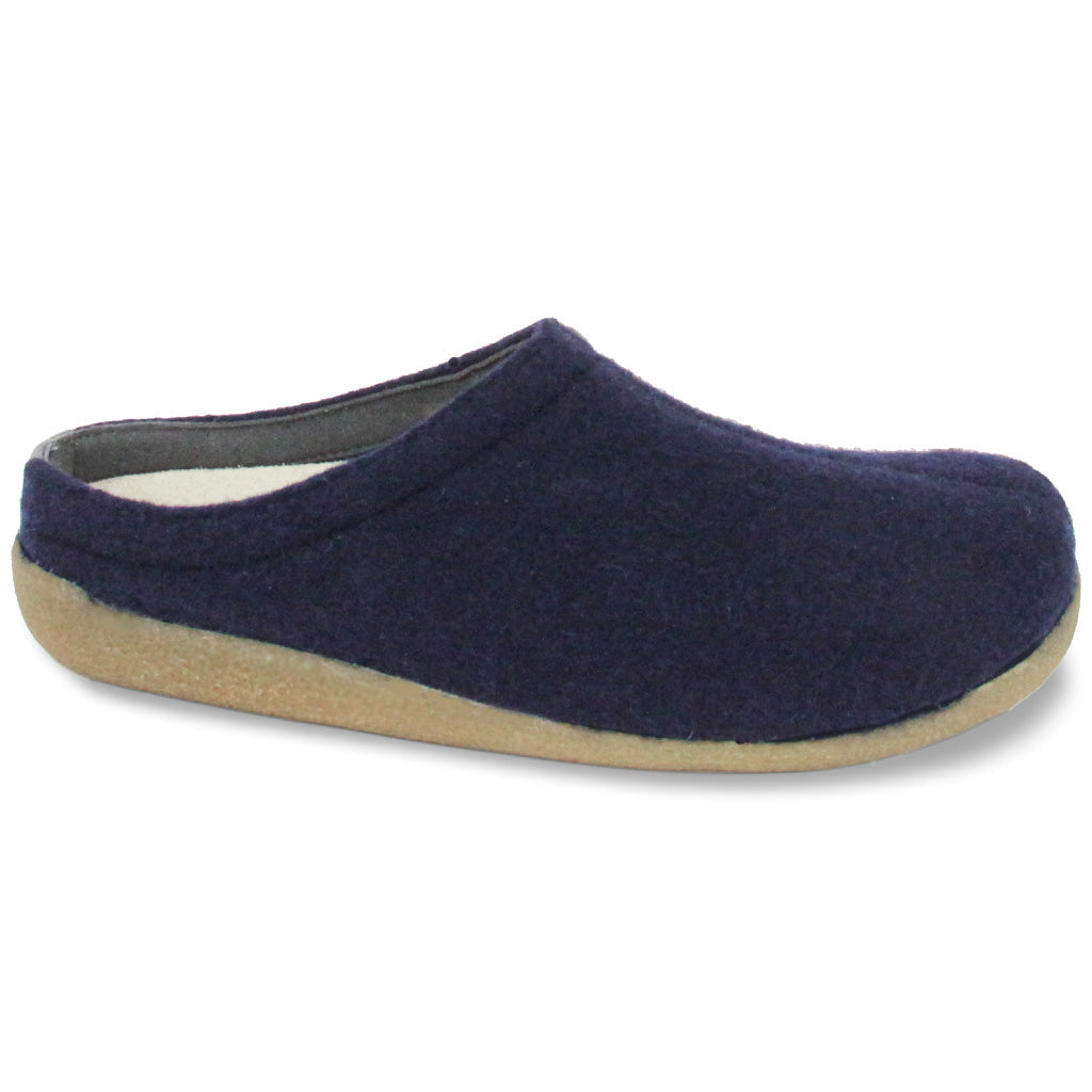 Lodge Slide Unisex Wool Slipper in Navy | Sanita