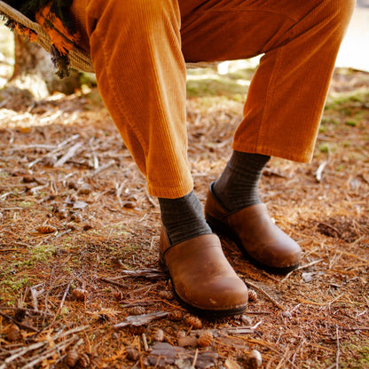Pro. Oiled Leather Men's Clog in Antique Brown | Sanita