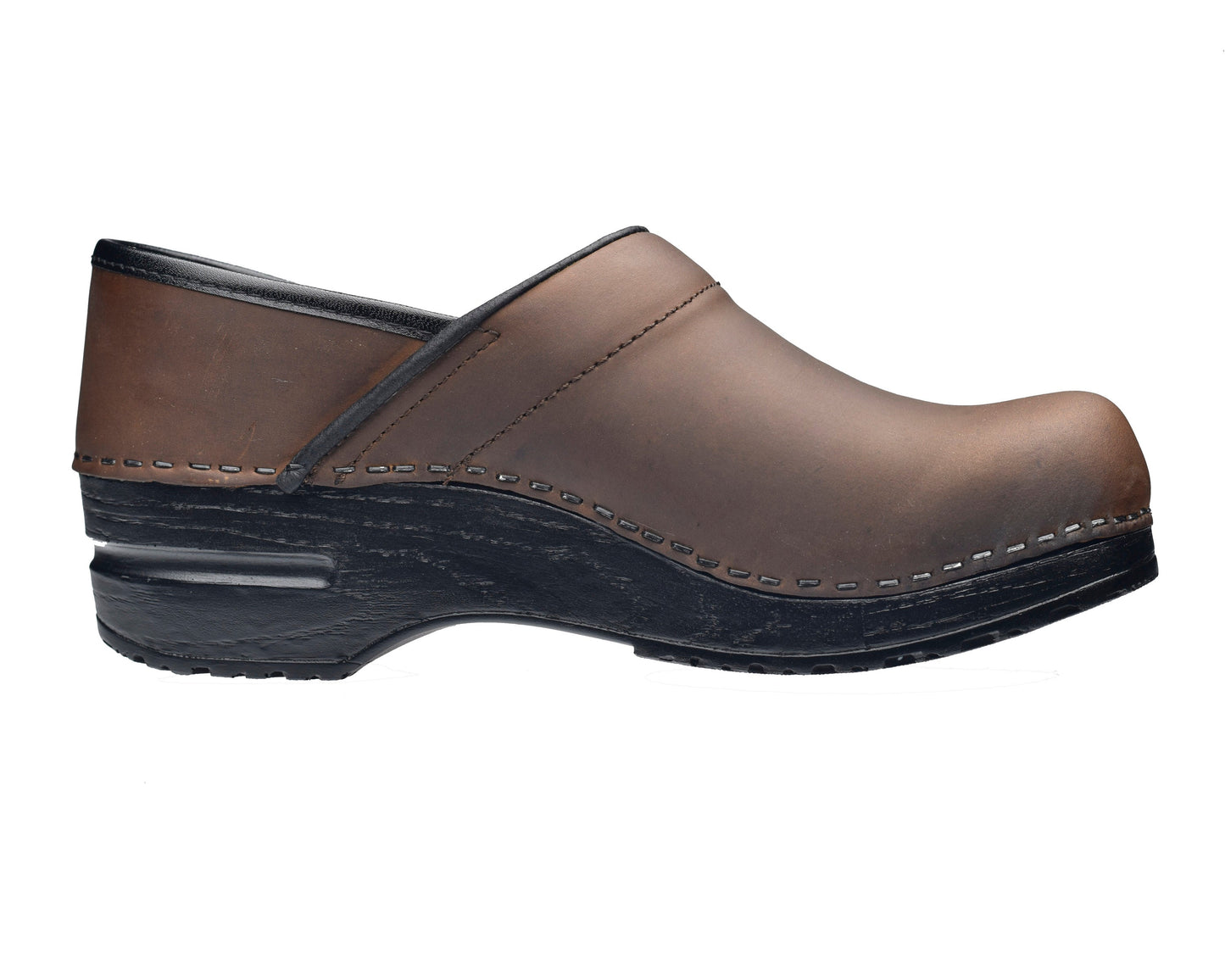 Pro. Oiled Leather Men's Clog in Antique Brown | Sanita