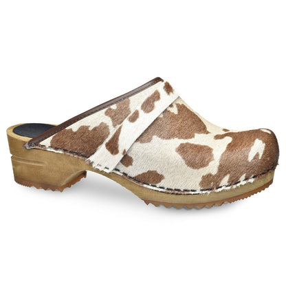 Caroline Women's Wood Clog in Brown White | Sanita