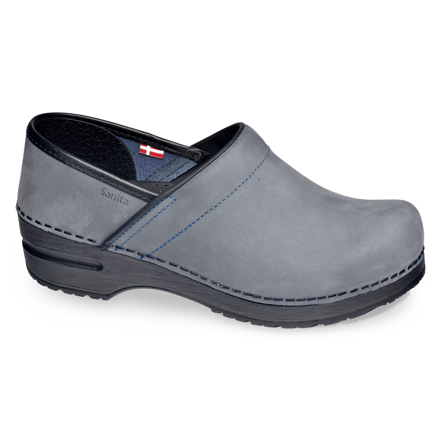 Pro. Oiled Leather Women's Clog in Blueberry | Sanita