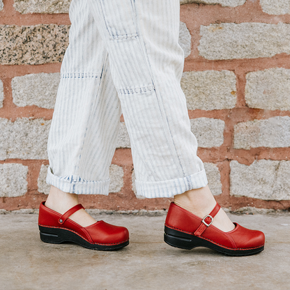 Clare Women's Mary Jane Clog in Red | Sanita
