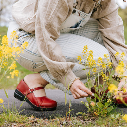 Clare Women's Mary Jane Clog in Red | Sanita