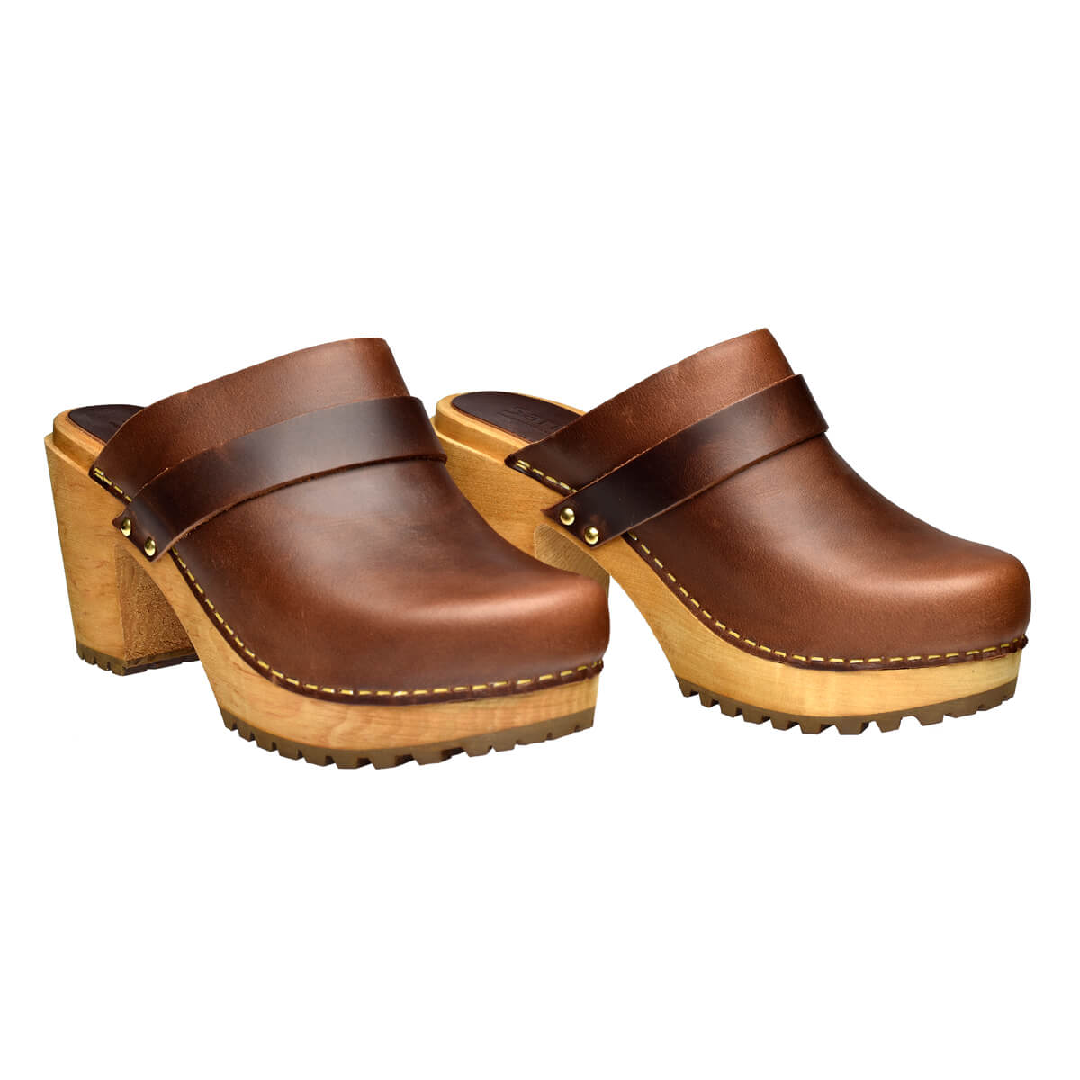 Peleni Women's Wood Clog in Brown | Sanita