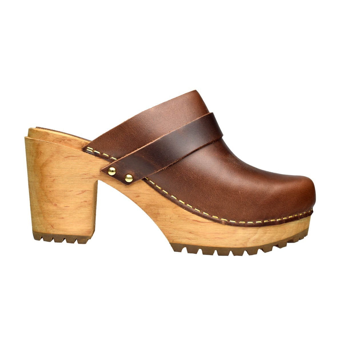 Peleni Women's Wood Clog in Brown | Sanita