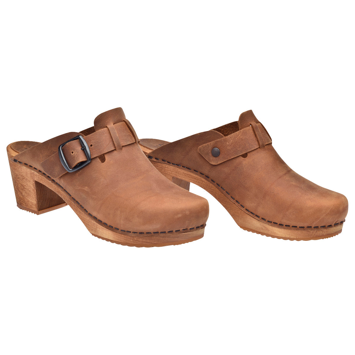 Malulo Women's Wood Mule in Chestnut | Sanita