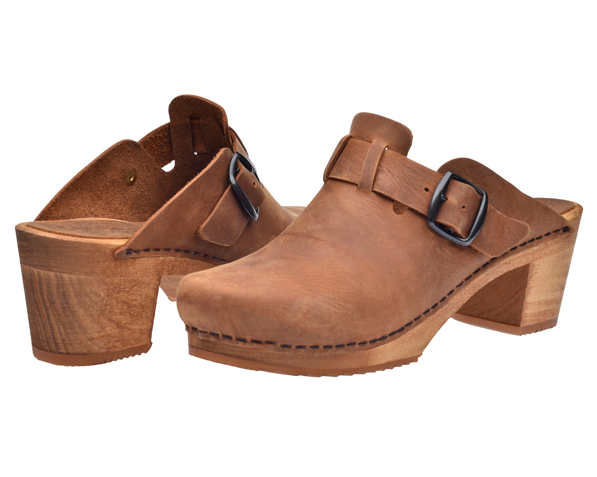 Malulo Women's Wood Mule in Chestnut | Sanita
