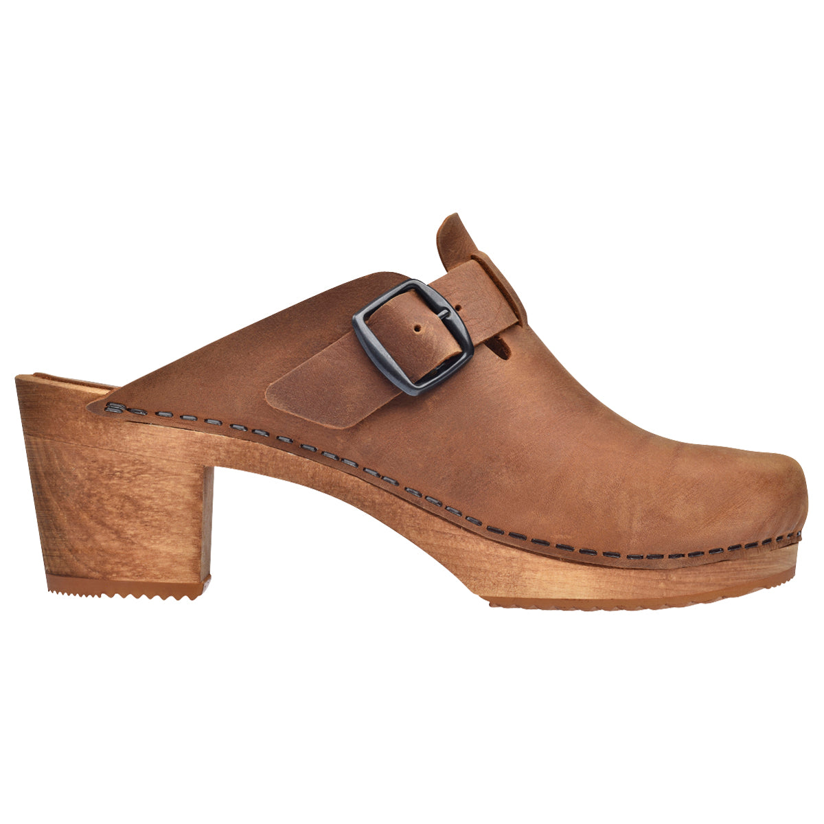 Malulo Women's Wood Mule in Chestnut | Sanita