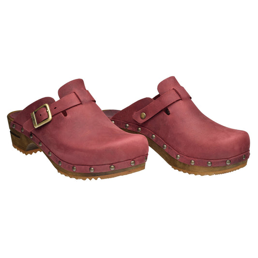Kristel Women's Wood Clog in Deep Red | Sanita