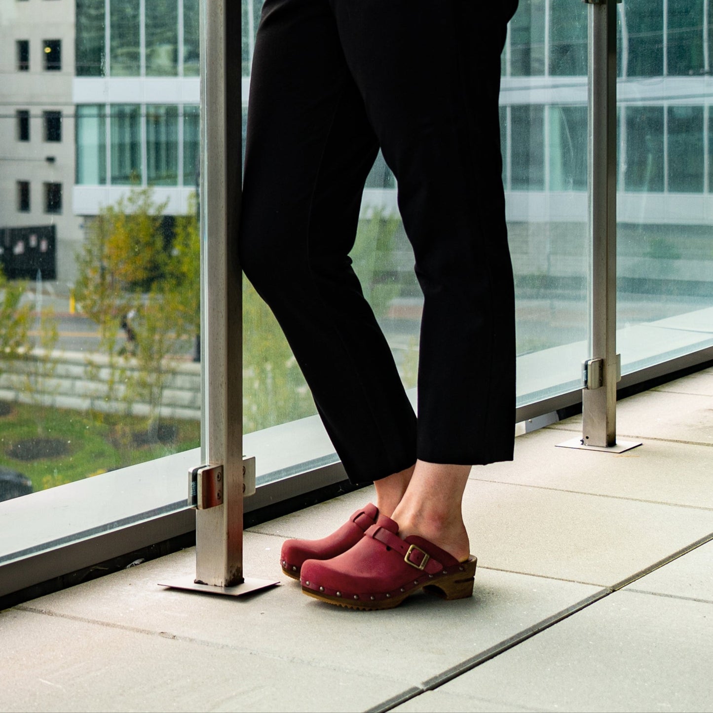 Kristel Women's Wood Clog in Deep Red | Sanita
