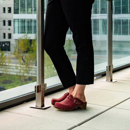 Kristel Women's Wood Clog in Deep Red | Sanita