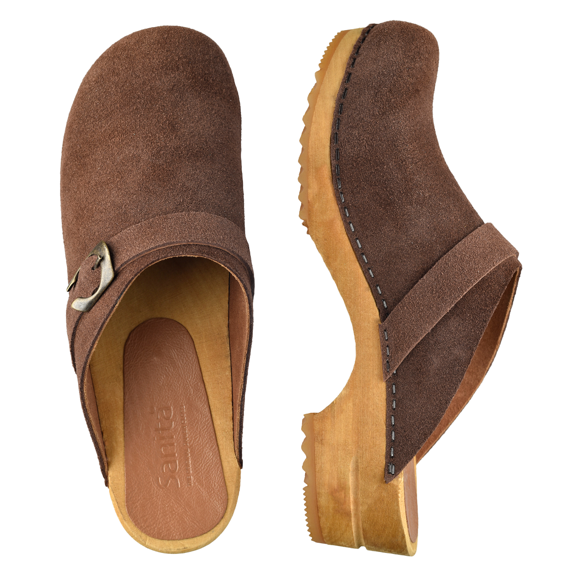 Hedi Women's Wood Clog in Antique Brown | Sanita