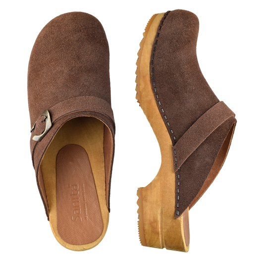 Hedi Women's Wood Clog in Antique Brown | Sanita