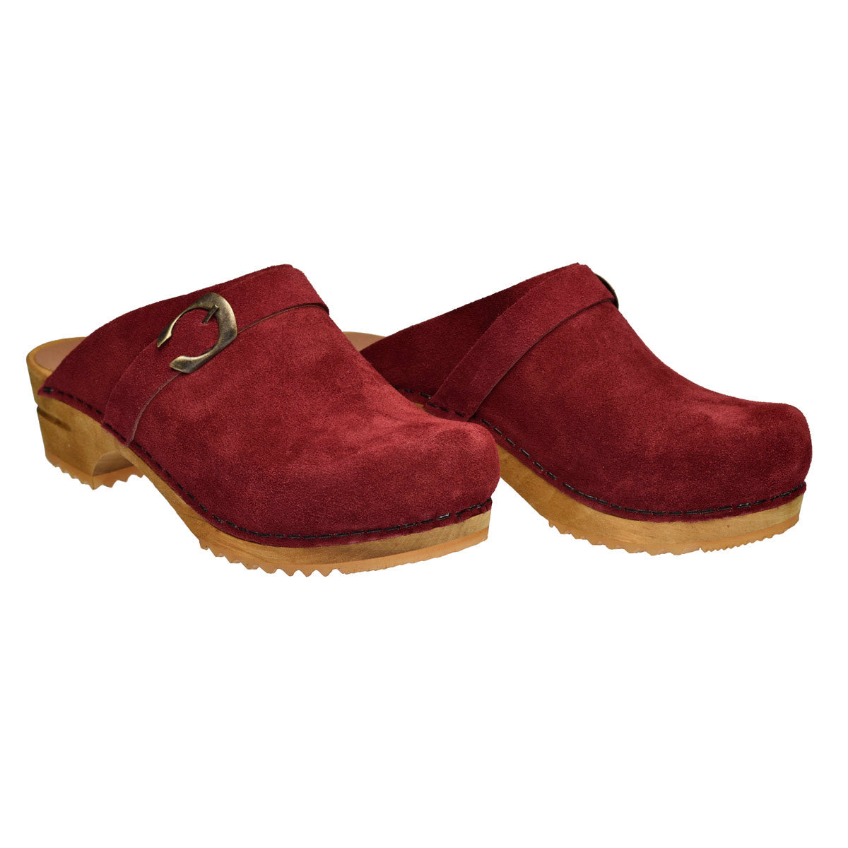 Hedi Women's Wood Clog in Deep Red | Sanita